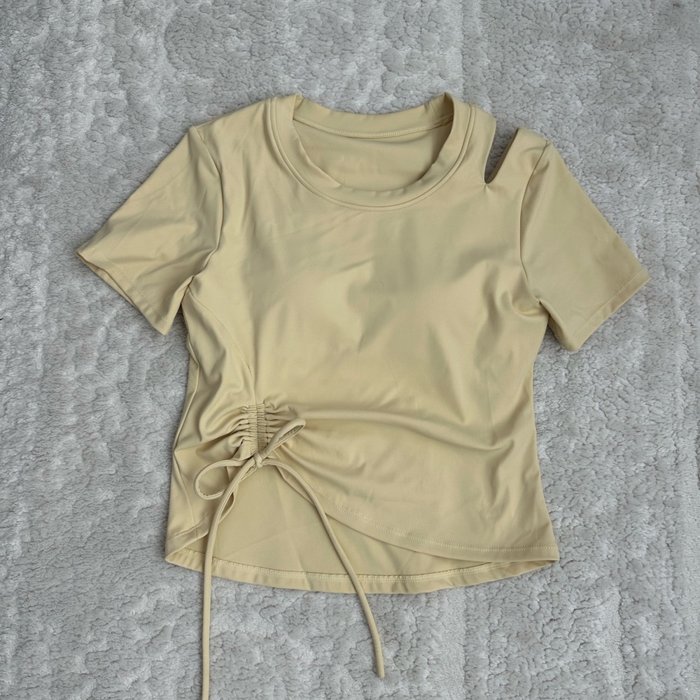 Butter yellow nylon built in pads top